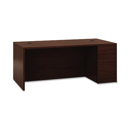 Hon L Single Ped Desk, Right Full-Height Ped, 36 in D X 29.5" H, 72" W X Woodgrain Laminate, Mahogany H105895R.NN